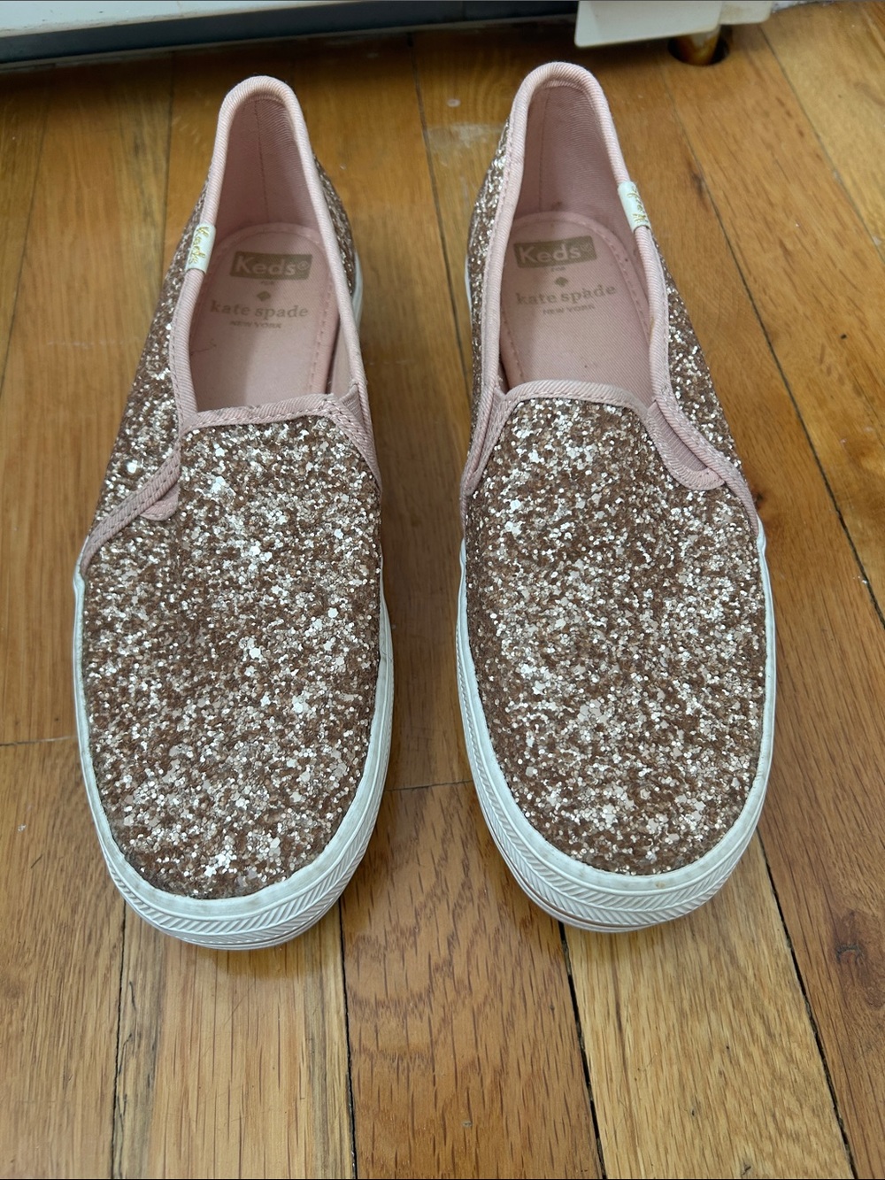 kate spade Rose Gold Glitter Slip-On Sneakers